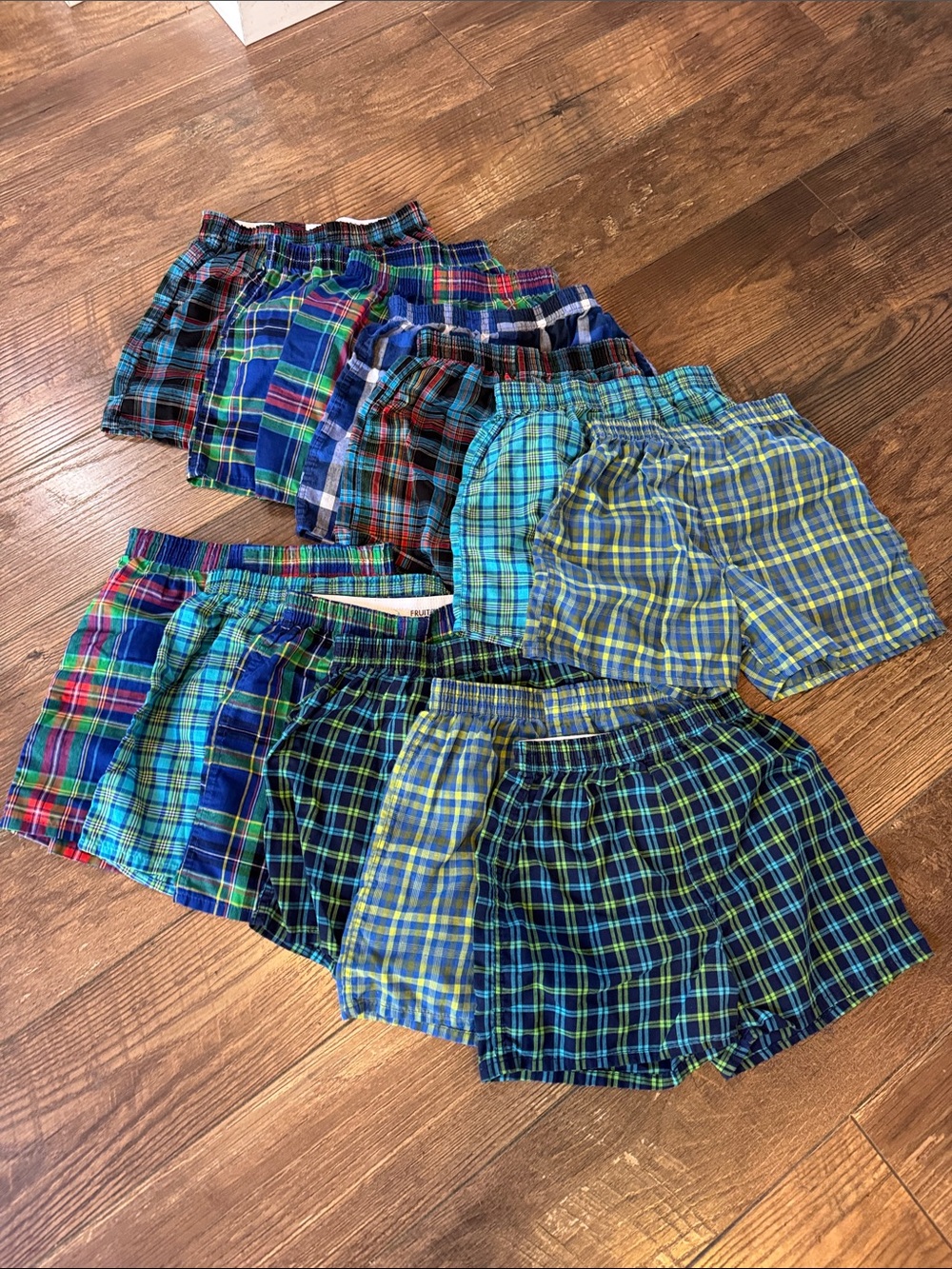 Fruit of the Loom Blue and Green Plaid Cotton Boxers